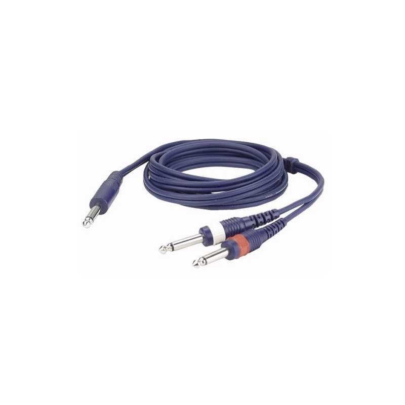 Cavo audio mono jack 6,35mm M - 2x jack 6,35mm M 1,5mt cable